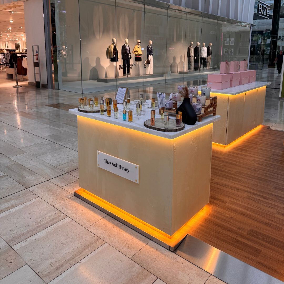 Oud Library Westfield fragrance stand