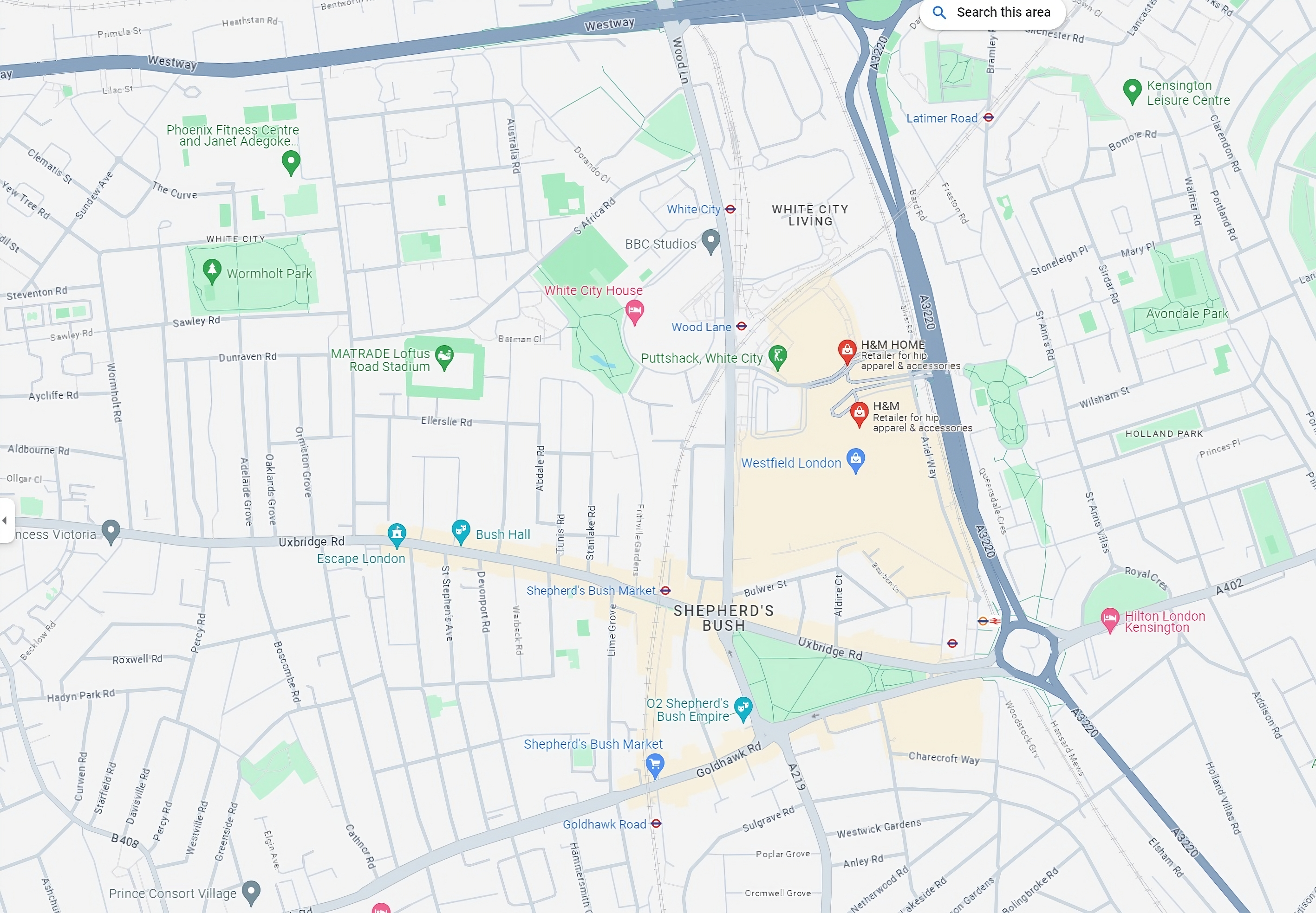 Map of Westfield White City 